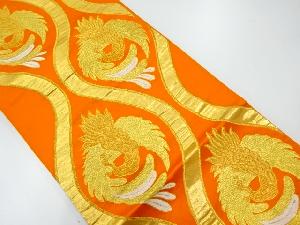 アンティーク　立涌に鳳凰模様織出し袋帯（着用可）